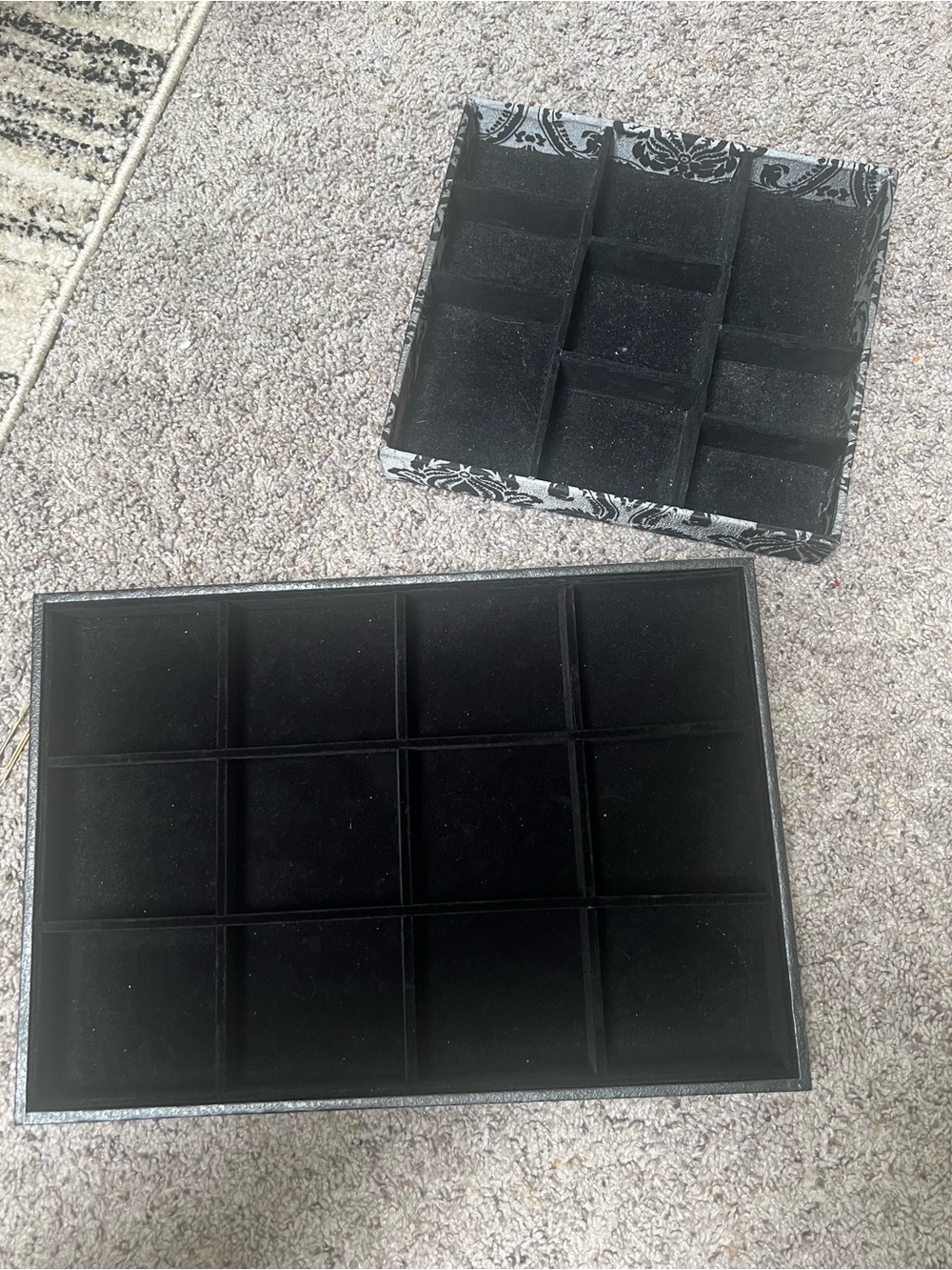 Black Velvet Multiple Compartment Jewelry Trays